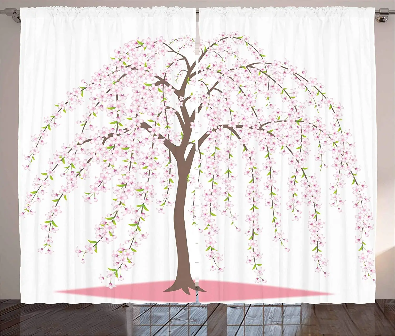 Плакущие цветы, шторы, традиционное японское дерево сакуры, ворвающееся в цветы, Восточная гостиная, спальня, окно, Декор, панель