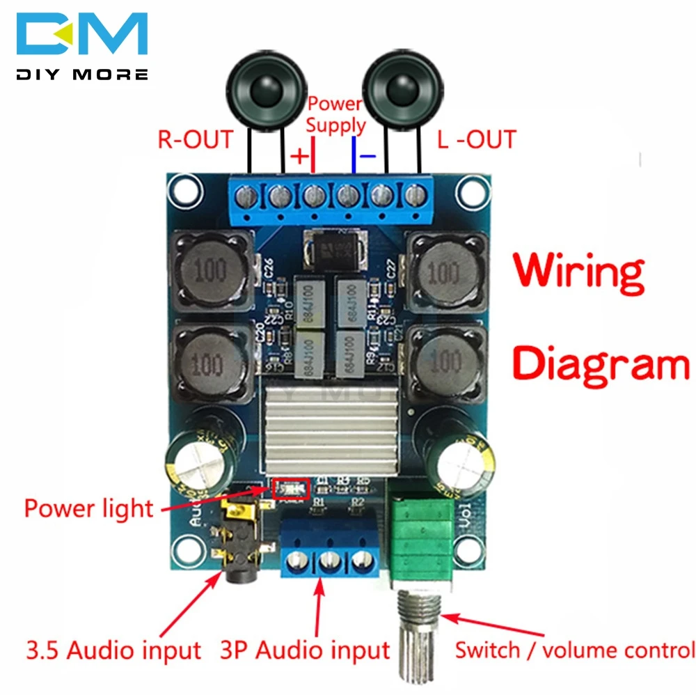 50 Вт x 2 TPA3116D2 двухканальный DC 4 5 27 в цифровой мощный аудио музыкальный динамик