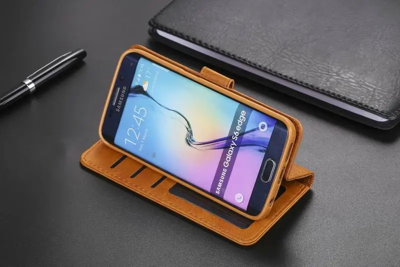 Роскошный кожаный флип-чехол в стиле ретро для samsung Galaxy S6 S7 Edge S8 S9 Plus A8 Plus чехол-кошелек с отделением для карт чехол Fundas