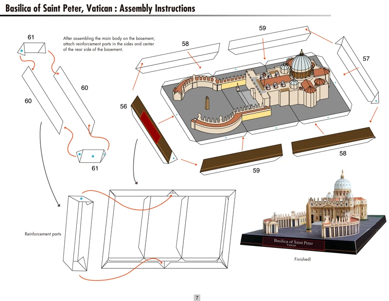 Василика Святого Петра, Ватикан Бумажная модель 3D архитектурное здание DIY образовательные игрушки ручной работы для взрослых игра-головоломка