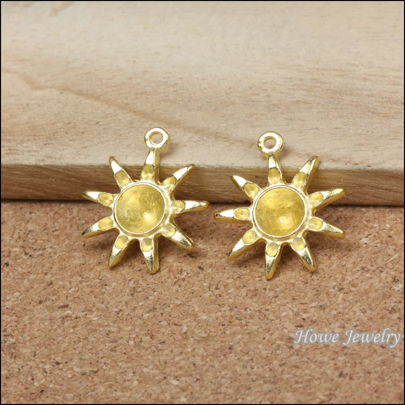 

Wholesale 30 pcs Enamel Alloy Gold-color Jewelry Sun Pendants charms for bracelet necklace DIY jewelry making