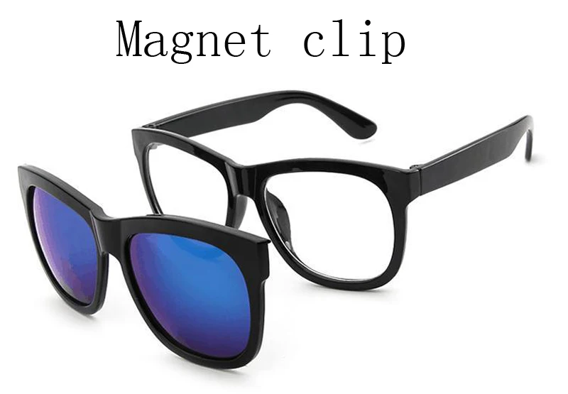 Солнцезащитные очки с магнитным зажимом, очки с квадратными линзами для мужчин и женщин, солнцезащитные очки с зеркальным зажимом, очки с ночным видением для вождения