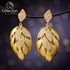 Lotus Fun-Pendientes de plata de primera ley con forma de hoja, aretes colgantes, pétalos de flores, plata esterlina 925, para mujer, joya de estilo fino y lujoso ► Foto 1/6