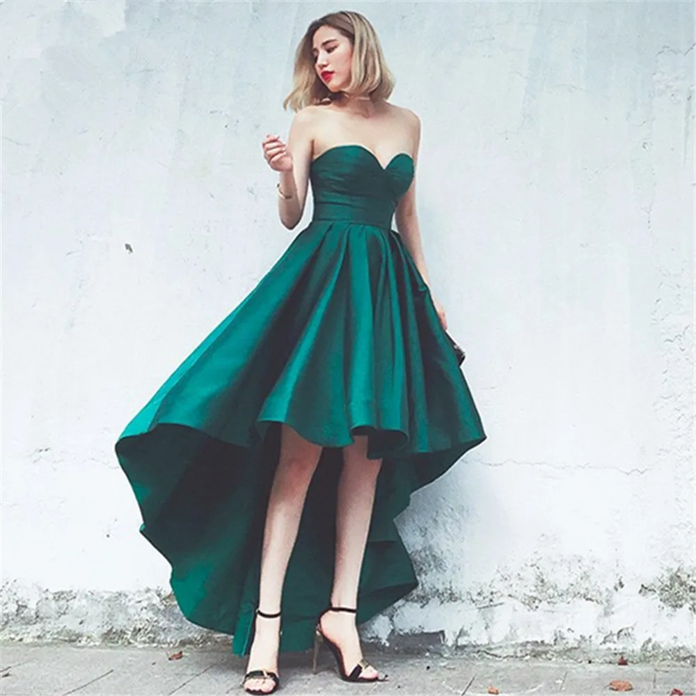 Real photos emerald green  High Low Prom  Dresses  Sexy 