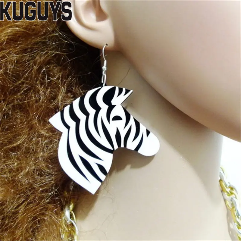 KUGUYS Fashion Jewelry Acrylic Oorbellen Trendy Zebra Earrings for