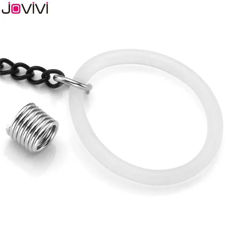 Jovivi, серебряная, Черная Цепь, силиконовый обруч, защита наручников, цепочка для сосков, петля, не пирсинг, кольца, искусственный пирсинг, ювелирные изделия