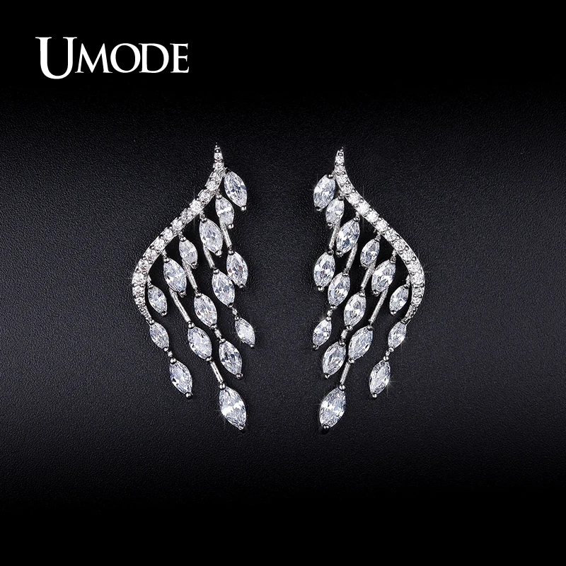 UMODE Brand Crystal Post Stud Earrings For Women Fashion Jewelry White Gold Color Brincos Bijoux Female Gift Hot Sale AUE0213