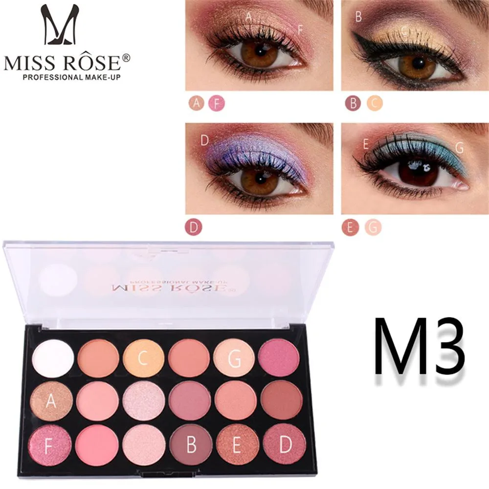

MISS ROSE Eeyeshadow pallete 18 Colors Pearlescent Matte Eye Shadow Makeup Multicolored Eye Shadow Plate 1016