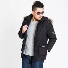 Новое поступление пуховое пальто куртка мужская черная одежда очень большой теплый зимний мужской меховой воротник капюшон 160 см грудь размера плюс XL-13XL