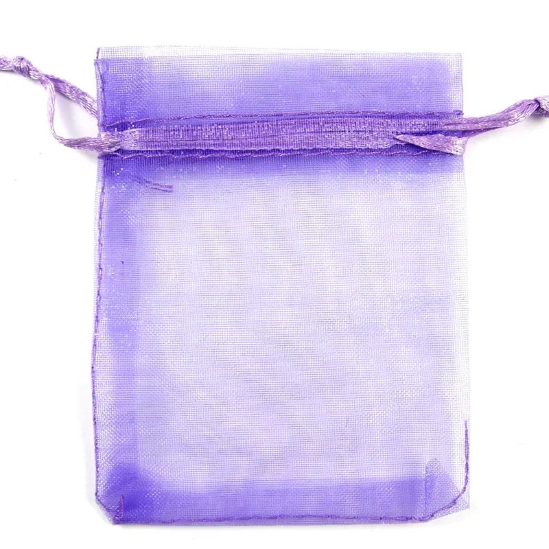100 шт смешанных мешков из органзы для украшения свадебной вечеринки, упаковочные витрины для ювелирных изделий, конфетная упаковка, мешочки и мешочки из органзы - Цвет: Purple