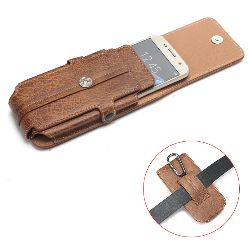 

Outdoor Stone Pattern PU Leather Case For All Smartphone 6.3" Below Wallet Cover Hook Loop Belt Pouch Holster Bag