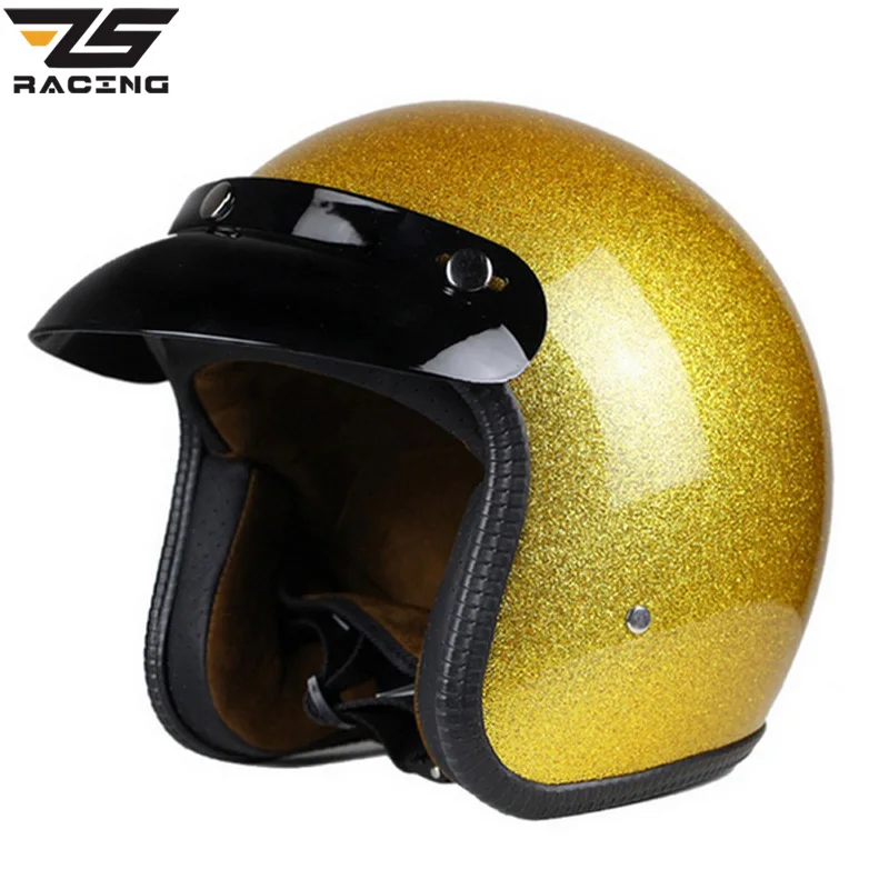 Image Motorcycle Helmet Half Open Face Retro Helmets Man Women Casco Vintage Scooter Jet Helmet Pare Moto Cascos Para Motocross