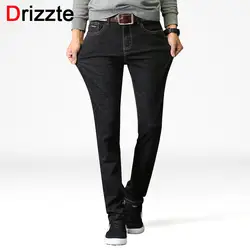 Drizzte мужские джинсы высокого стрейч черный деним Slim Fit платье Бизнес работы мотобрюки брюки для девочек