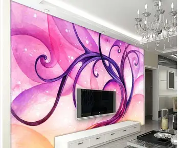 

3d customized wallpaper Modern Simple Watercolor Hand - painted Flower and Tree Art wallpaper bathroom Home Decoration