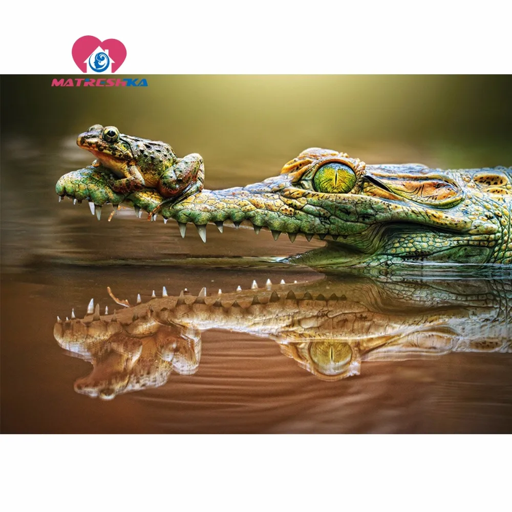 

Diamond embroidery animals frog crocodile pictures of rhinestones diy 5d diamond painting Diamond cross stitch pictures craft