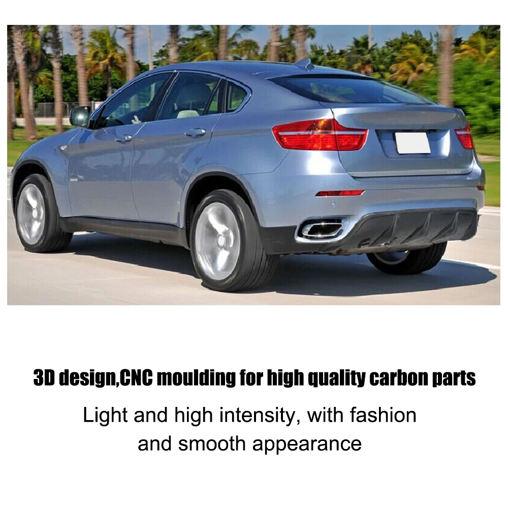 Углеродное волокно/FRP черная лампа для BMW E71 X6 2008 2014 диффузор выхлопных газов