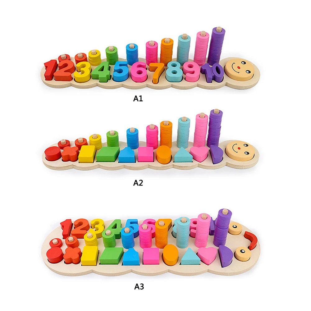  Colorful Children Preschool Teaching Kids Counting Stacking Board Wooden Montessori Math Toy Learni - 4000248702968
