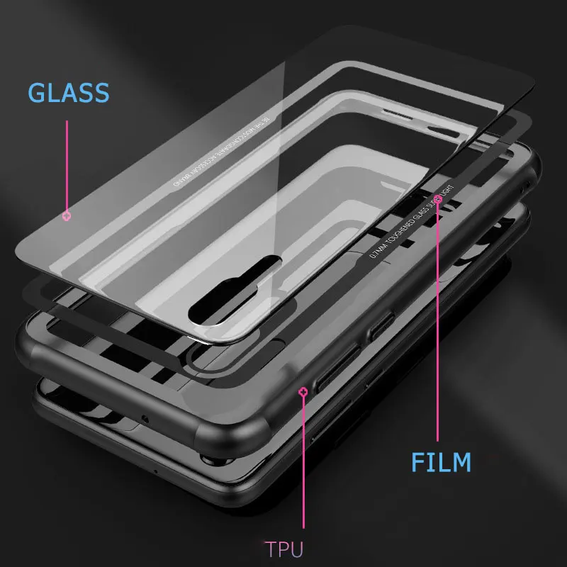 Portefeuille For Huawei P20 Pro Case Luxury Tempered Glass Back Cover Silicone TPU Frame For Huawei P20pro Funda Accessories New (4)