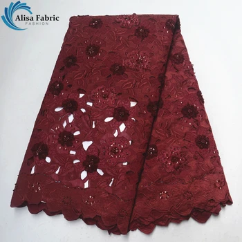 

Organza lace fabric hot sales hollow design african lace fabric with beads and sequins 5 yards/pcs for dress lady party evening