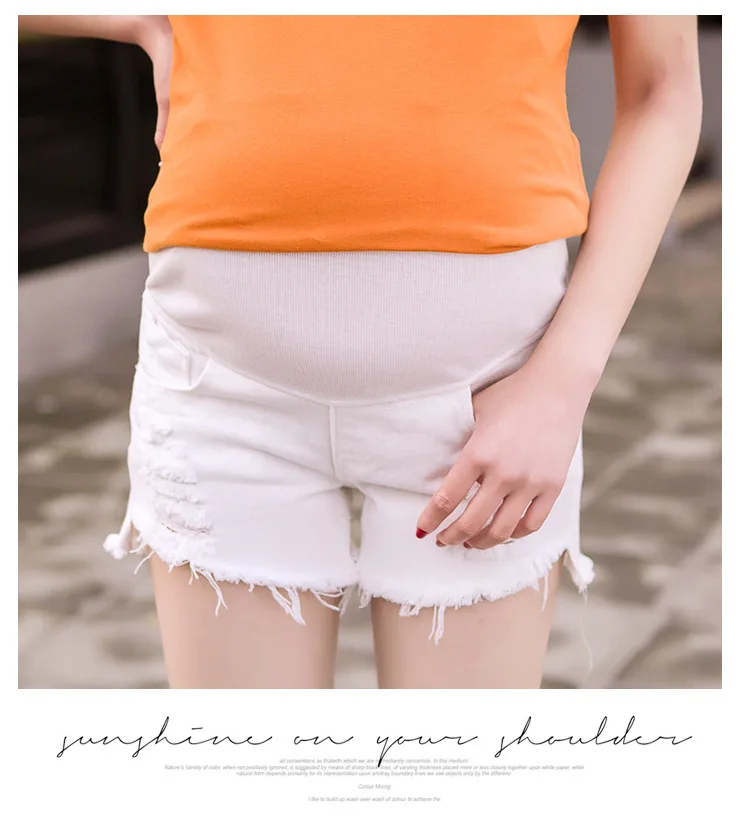 Брюки для беременных женщин летние корейские модные короткие штаны для беременных белые джинсовые шорты штаны для беременных