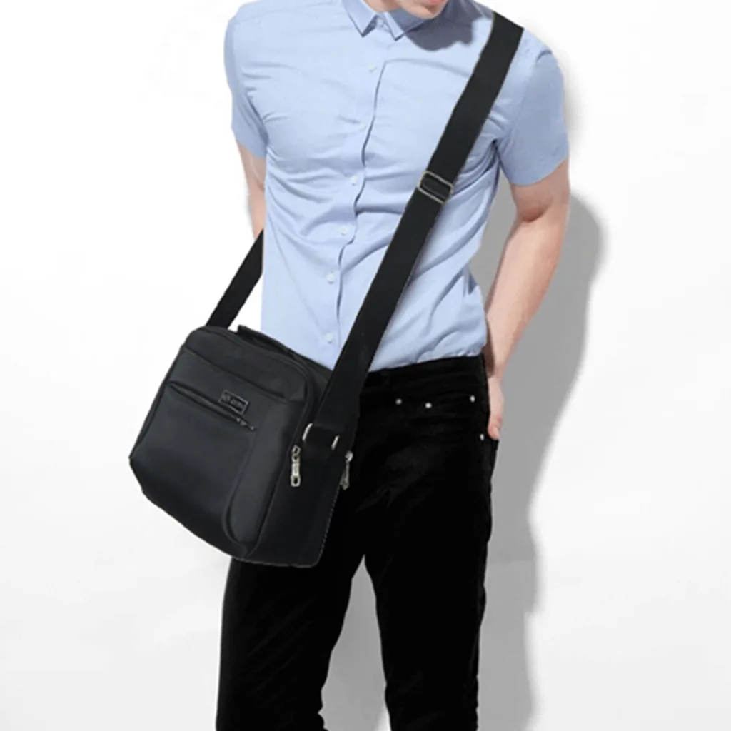 Демисезонная Фабр Мужская модная повседневная однотонная деловая сумка на плечо, уличные сумки-мессенджеры, мужские сумки, большая вместительность, Прямая поставка 7