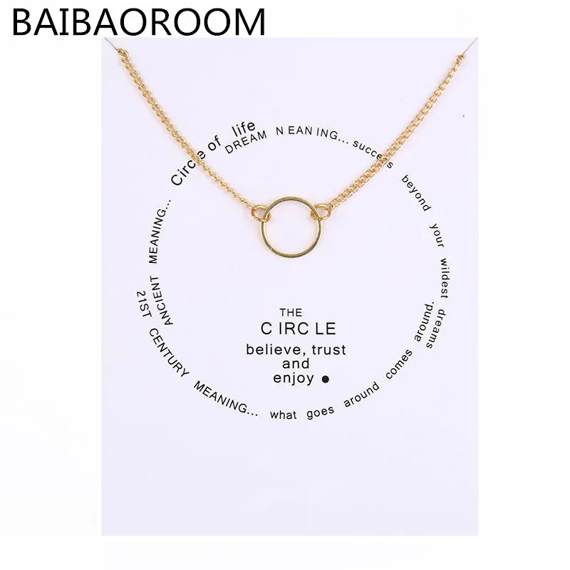 Fashion Jewelry Karma Sliding Circle Chain Necklace For Women