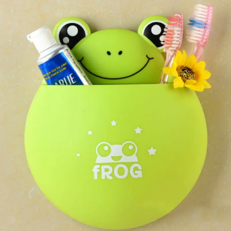 

2019 1PC Cute Cartoon Home Bathroom Toothbrush Holder Wall Mounted Type Bathroom Shelves Suction Cup Toothpaste Storage Rack