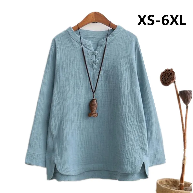 

Blouse feminina 2019 Spring Autumn cotton linen shirt ladies Long Sleeve Casual Blouse Plus Size S- 5XL 6XL women Casual Style C