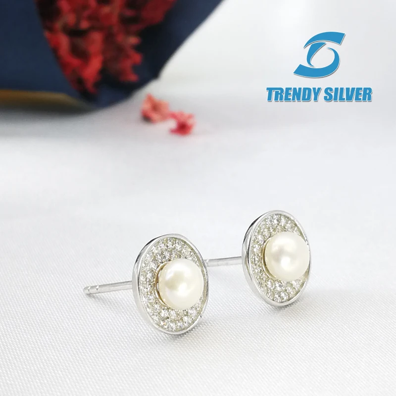 Пресноводный натуральный жемчуг серьги-заглушки с камни для женщин 925 стерлингов серебряные ювелирные изделия Бесплатная доставка