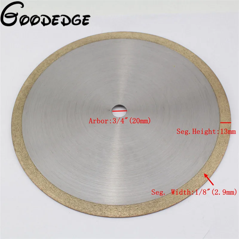 14" 350mm Standard Wet Cutting Continuous Rim Glass Diamond Blade Saw Arbor 3/4"in Saw Blades