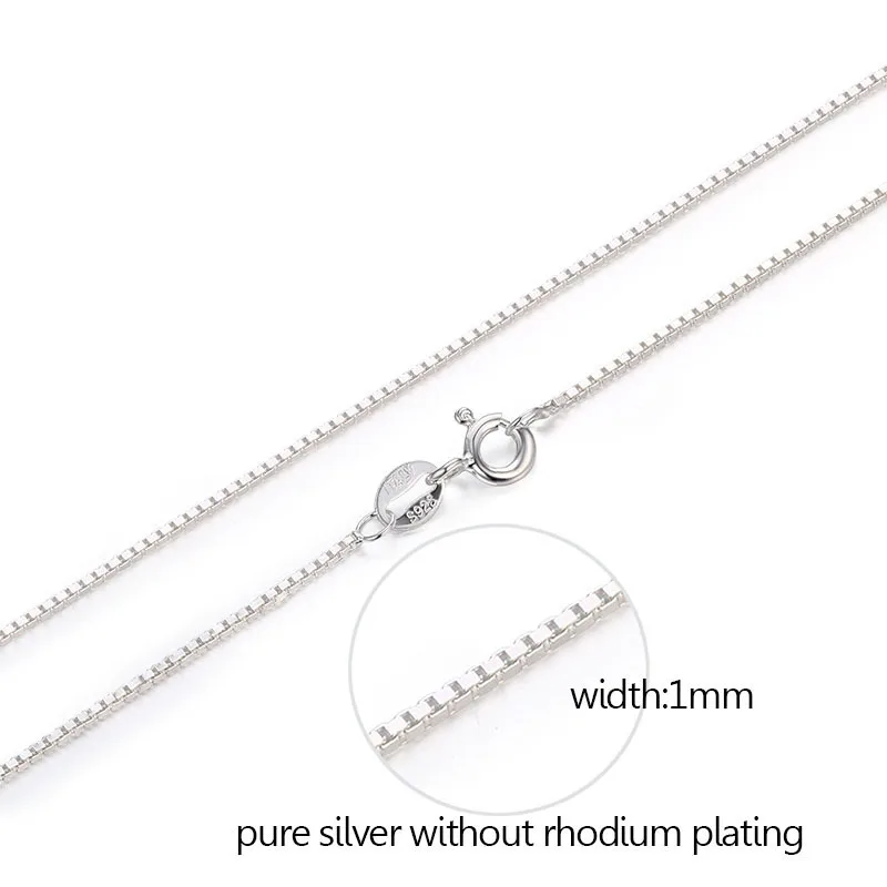 7 Sizes Available Pure 925 Sterling Silver Box Chain Necklace Women Men Kids Girls 35/40/45/50/60/70/80cm Jewelry kolye collares