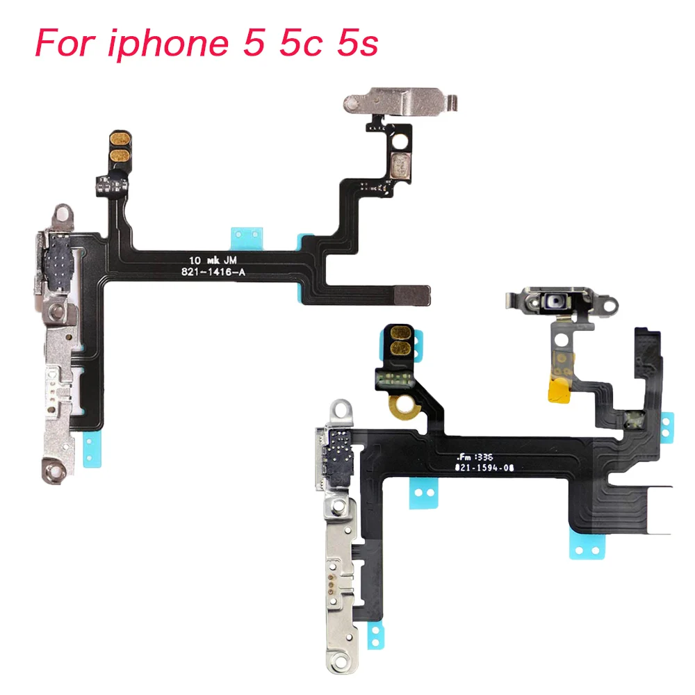 

HOUSTMUST for iPhone 5 5c 5s Power On/Off Volume Buttons Silent Microphone LED Flash Module Cam Flex Cable With Brackets