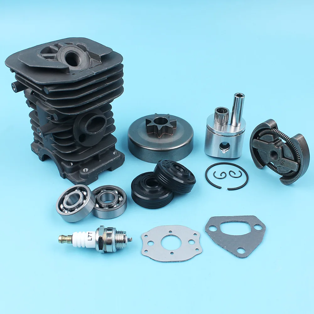 

38mm Cylinder Piston Clutch Drum Ball Bearings For HUSQVARNA 136 137 141 142 Chainsaw Oil Seals Spark Plug Muffler Carb Gasket