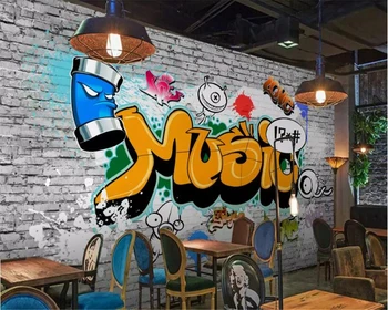 

beibehang papel de parede wallpaper 3d Retro street graffiti brick wallpaper 3d bar restaurant wallpaper papier peint mural 3d