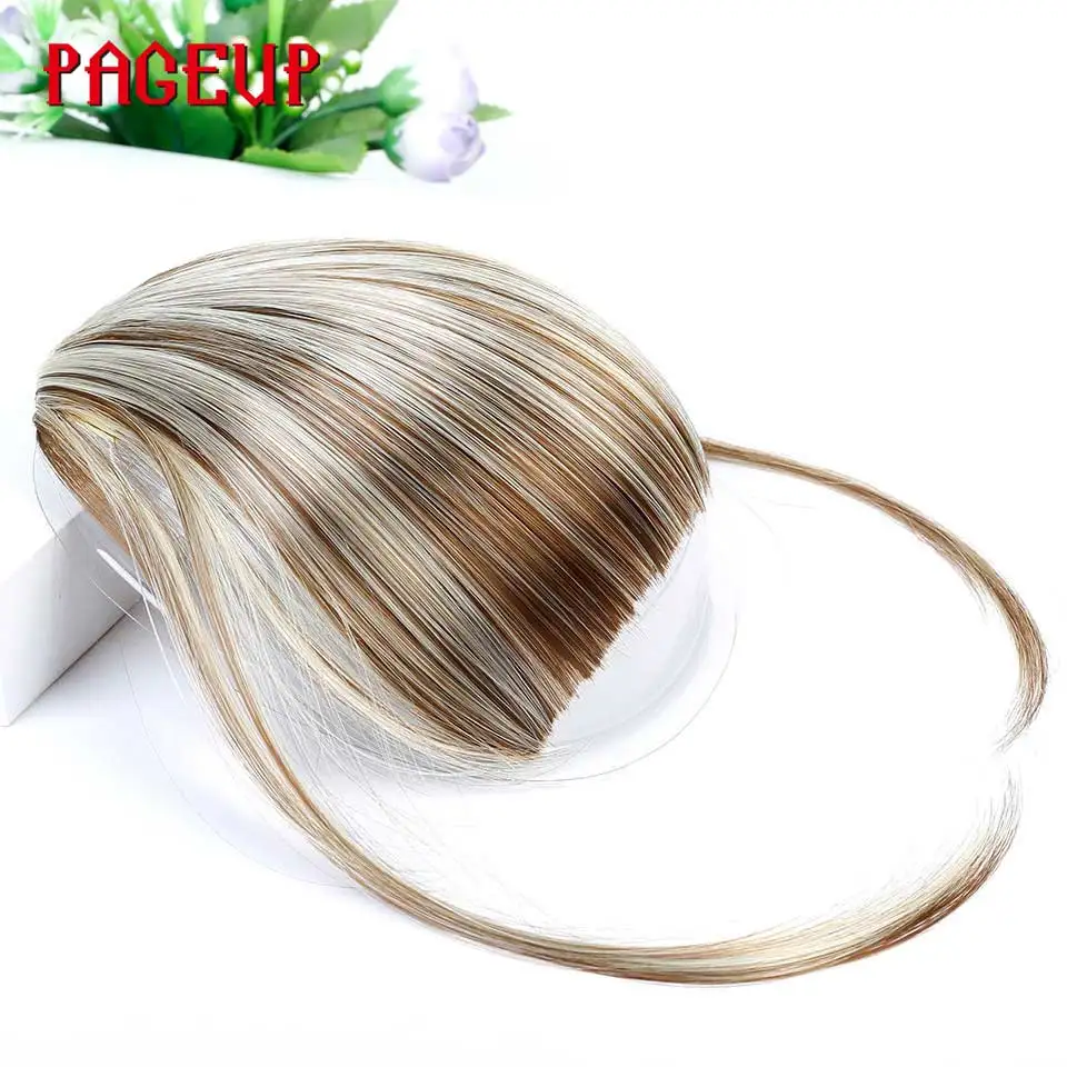 Pageup 6 Colors Synthetic Natural Front Bangs Hair pieces Clip In Fake Bangs For Women Clip In Hair Extensions Short Front Bangs