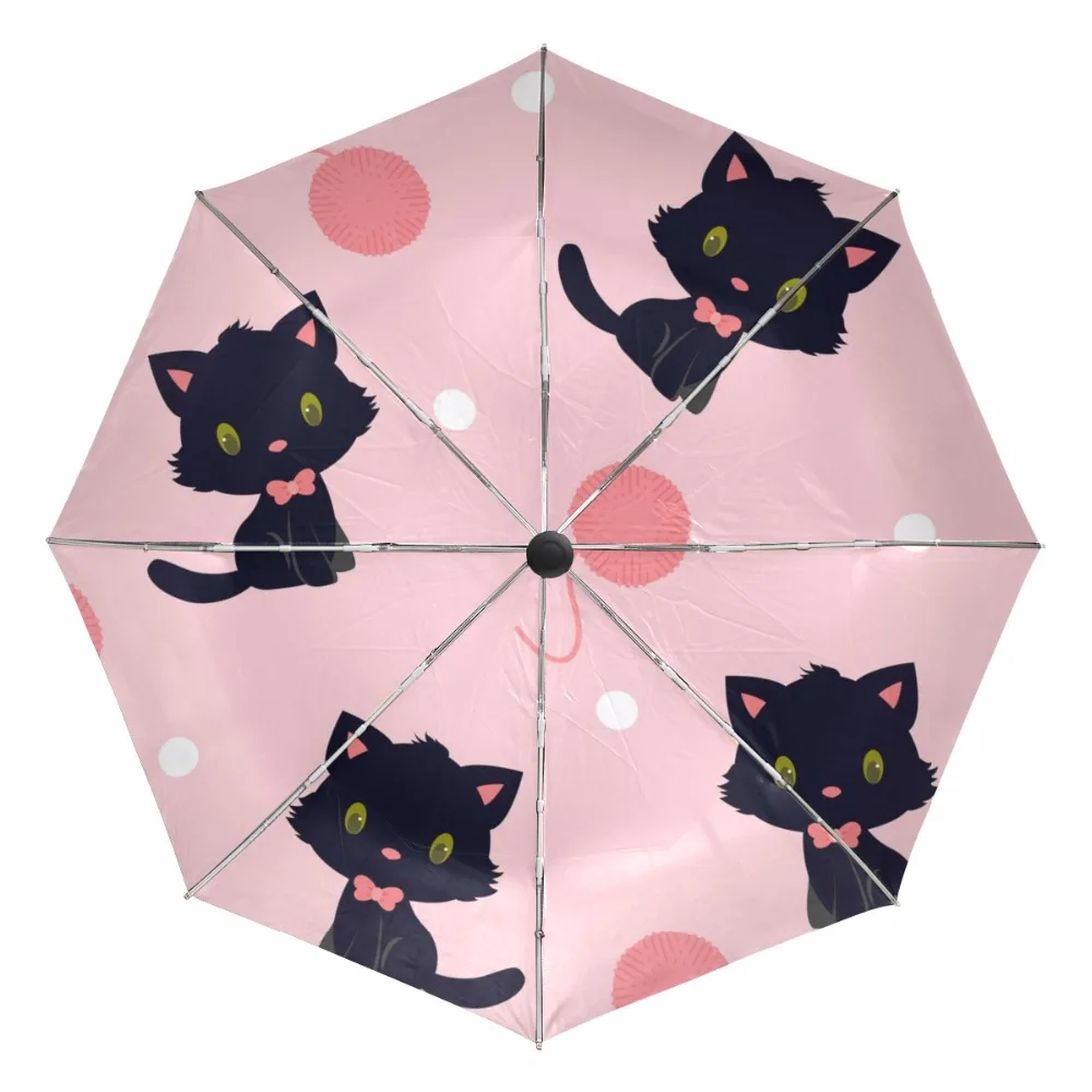 

Cartoon Kitten Cat Umbrella Custom Sunny and Rainy Umbrella Rain Women Design Portable Useful Umbrellas for Children Gift