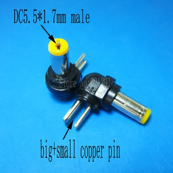 

20pcs/lot! 5.5x1.7mm DC Tip Plug Connector for Acer Laptop Notebook DC two coppers to 5.5*1.7mm male AC DC charger Adapter