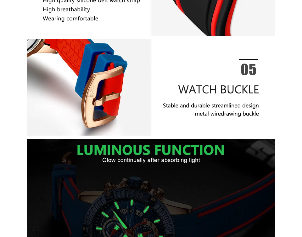Мужские Аналоговые кварцевые часы с хронографом MINI FOCUS, светящиеся стрелки, водонепроницаемые наручные часы с силиконовым резиновым ремешком для мужчин