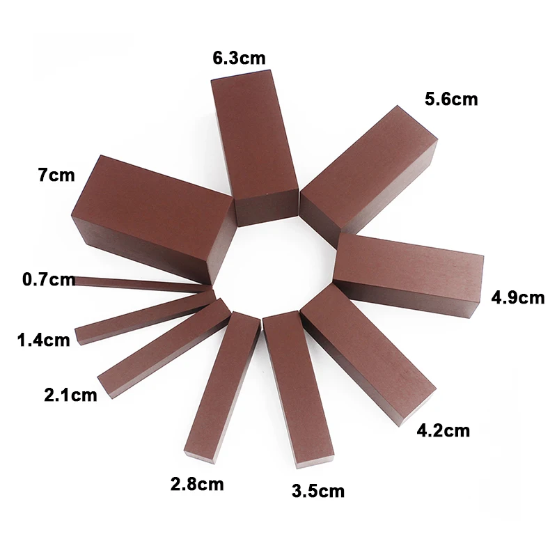 Hot Sale Montessori Materials Wooden Mathematics Toys Brown Stairs Small Size Width 0.7-7CM Early Maths Toy Children's Day Gift 6