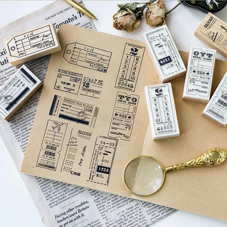 

1pcs Label Recording Series Wooden DIY Stamp Creative Stamps for Scrapbooking Card Photo Album Student Prize Promotional Gift