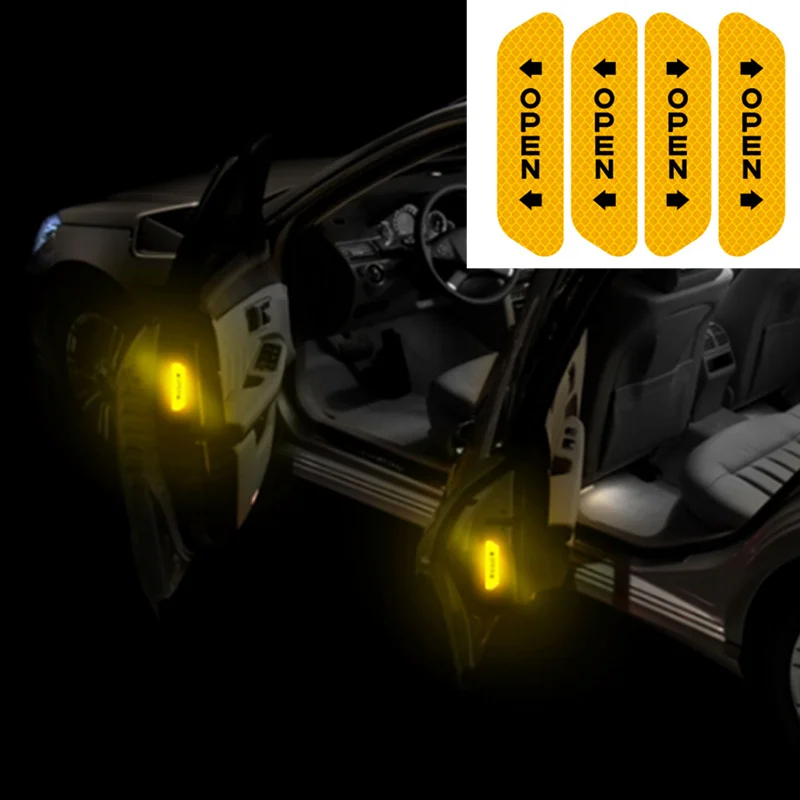 

4pcs Car Door Safety Warning Mark Car Reflective Stickers Decal for Alfa Romeo 147 156 159 Alfetta Berlina Brera Mito Giulia