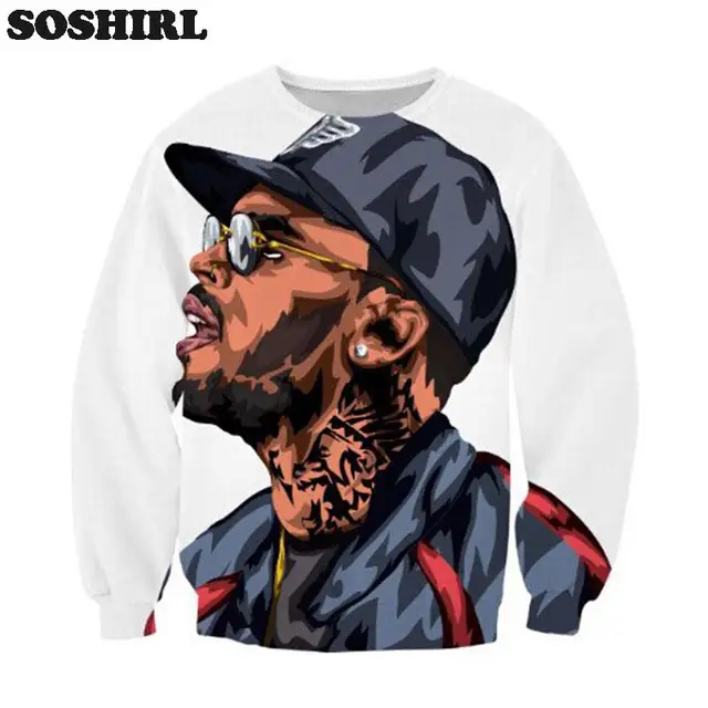 harajuku chris brown cartoon character hooded jumper sweatshirt