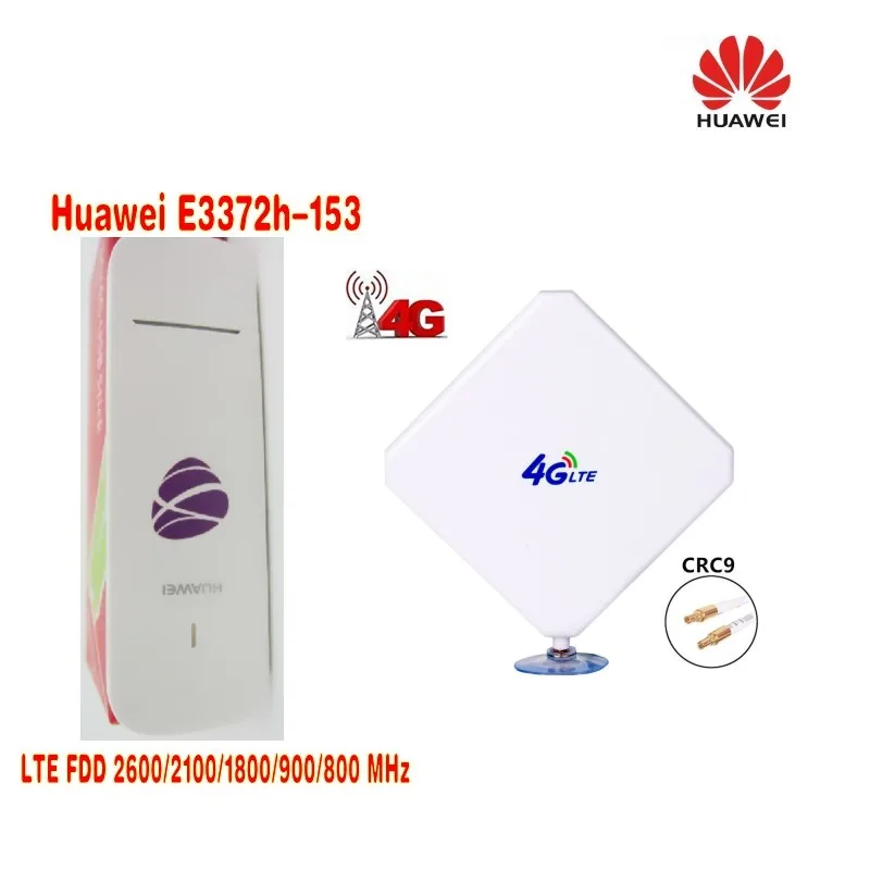 

Lot of 100pcs Huawei E3372s-153 150mbps Huawei 4G USB Modem +CRC9 CONNECTOR 35DBI 4G EXTERNAL ANTENNA BOOSTER SIGNAL Antenna