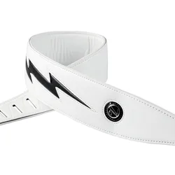 Premium Black and White Lightning Design Leather Guitar Strap - Comfortable and Stylish for Acoustic, Electric, and Bass Guitars (White lightning)