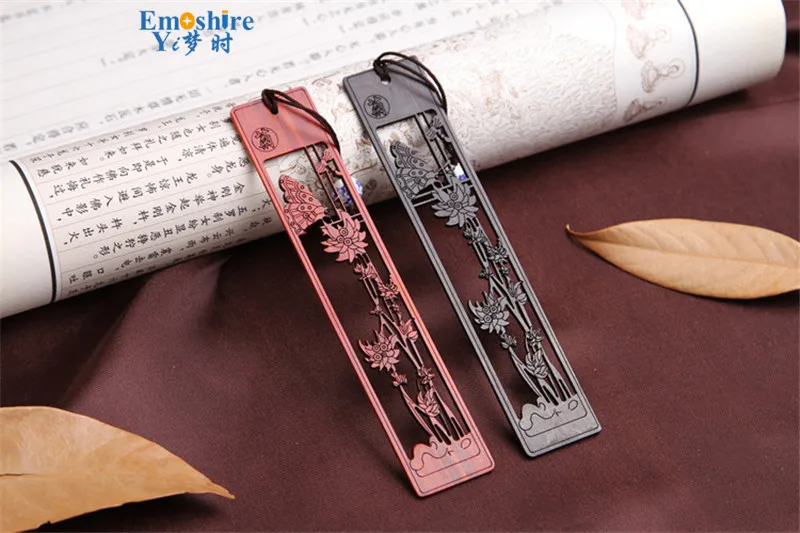Emoshire High-grade solid wood bookmarks set Creative classic Meilan bamboo chrysanthemum sandalwood sandalwood bookmarks custom gift TSQ01 (6)