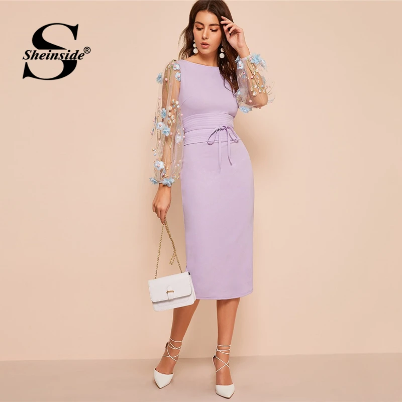 mesh sleeve dress