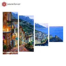 

5D Diy diamond painting The Night view pictures of rhinestones 4pcs square cross stitch needlework home decor diamond embroidery