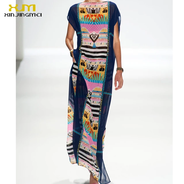 New Beach Cover Up Printed Vintage Swimwear Ladies Beachwear Coverups Sun Bath Beach Wear Dress Chiffon Swimwear TS040