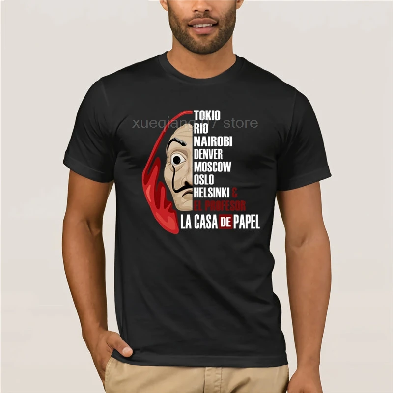 

La Casa De Papel Money Heist TV Branded T Shirts Male Pre-Cotton Short Sleeve Tee House of Paper T-Shirt Men Tees Shirt 2018
