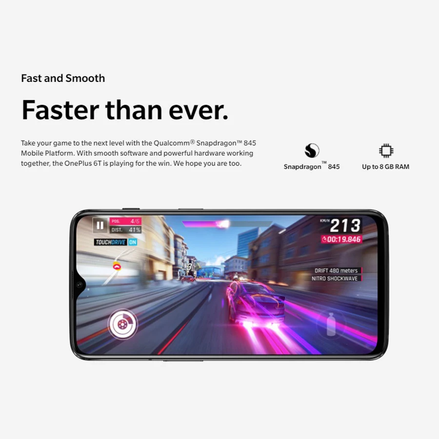 Глобальная версия Oneplus 6T 8 ГБ 128 в дисплее сканер отпечатка пальца Snapdragon 845 полный